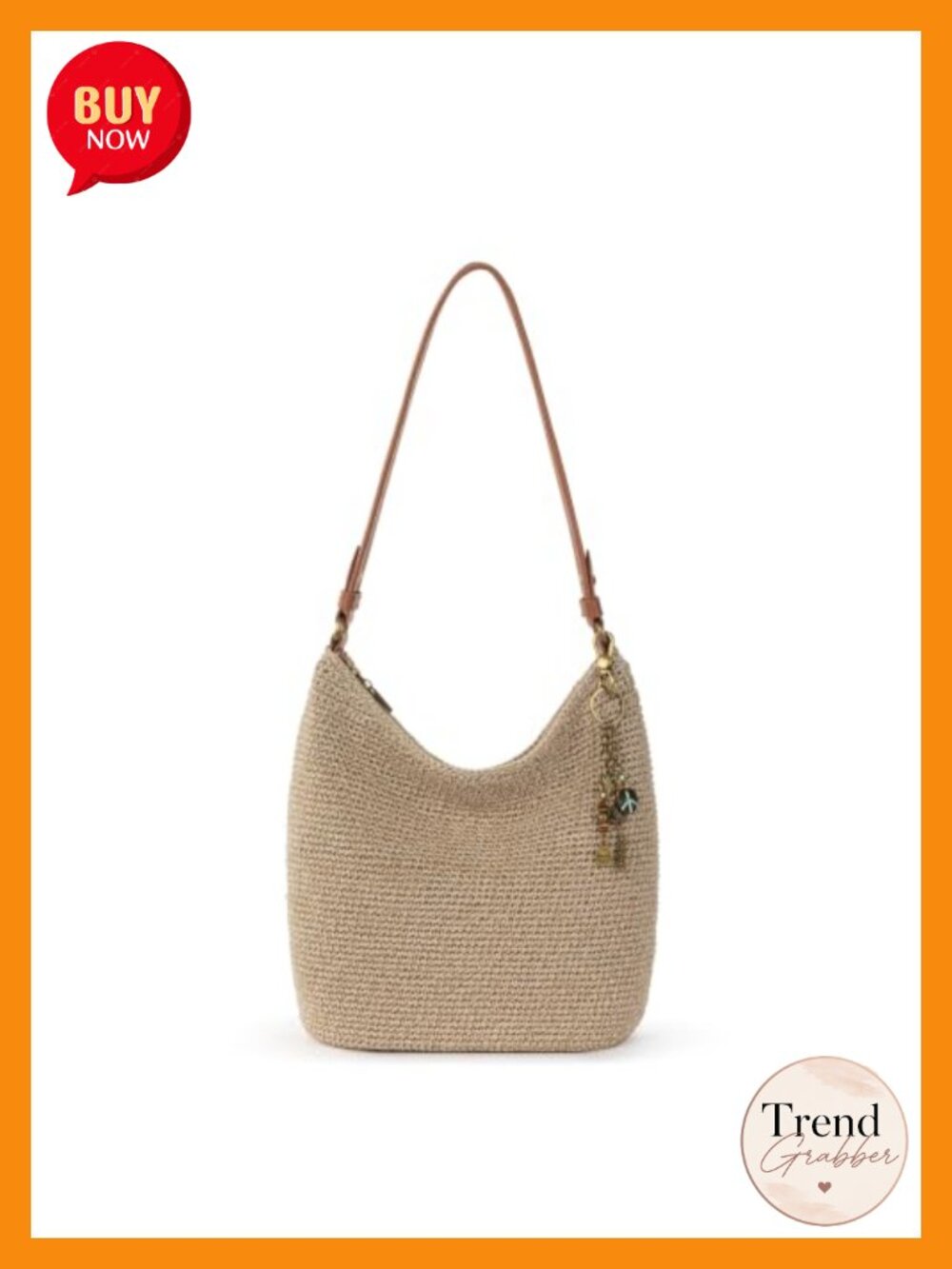 Hand Crochet Hobo Bag Large Womens Purse Zipper Tote Vegan Lining